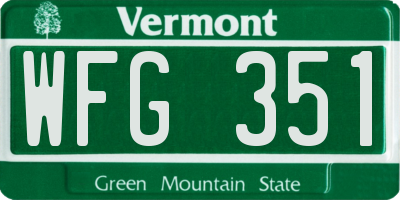 VT license plate WFG351