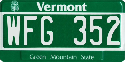 VT license plate WFG352
