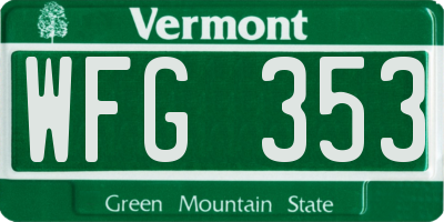 VT license plate WFG353