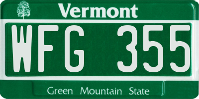 VT license plate WFG355