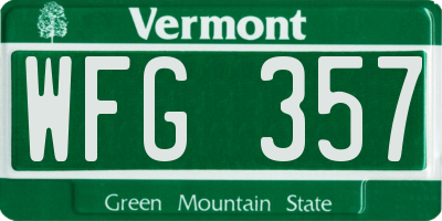 VT license plate WFG357