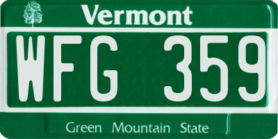 VT license plate WFG359