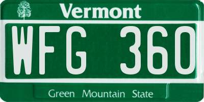 VT license plate WFG360