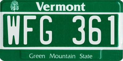 VT license plate WFG361