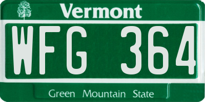 VT license plate WFG364