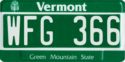 VT license plate WFG366