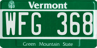 VT license plate WFG368