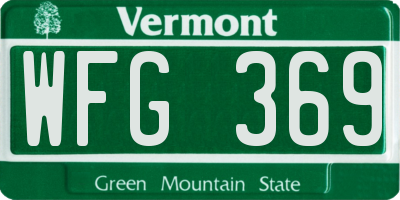 VT license plate WFG369