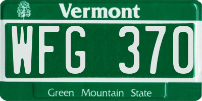 VT license plate WFG370