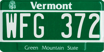 VT license plate WFG372