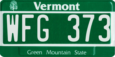 VT license plate WFG373