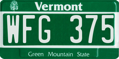 VT license plate WFG375