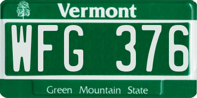 VT license plate WFG376