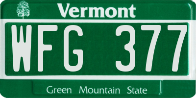 VT license plate WFG377