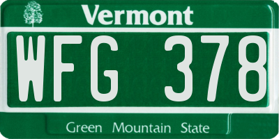 VT license plate WFG378