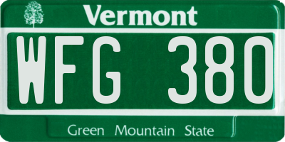 VT license plate WFG380