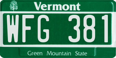 VT license plate WFG381