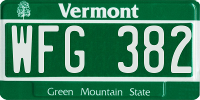 VT license plate WFG382