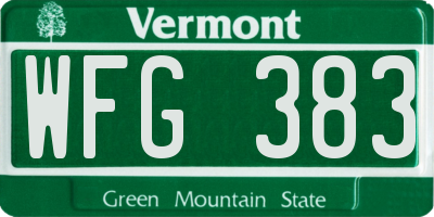 VT license plate WFG383
