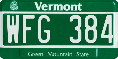 VT license plate WFG384