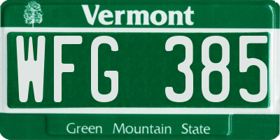 VT license plate WFG385
