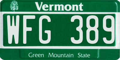 VT license plate WFG389