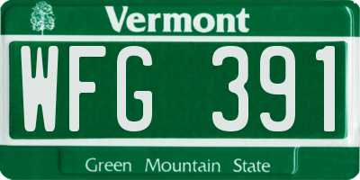 VT license plate WFG391