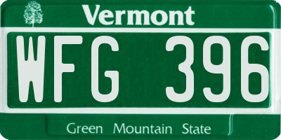 VT license plate WFG396