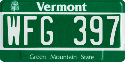 VT license plate WFG397