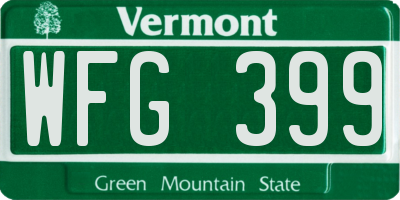 VT license plate WFG399