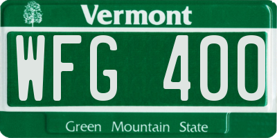 VT license plate WFG400