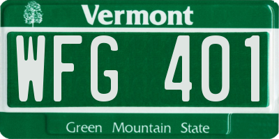 VT license plate WFG401