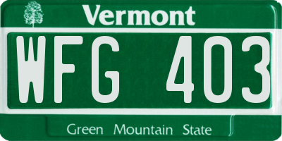 VT license plate WFG403