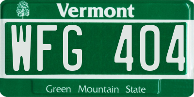 VT license plate WFG404