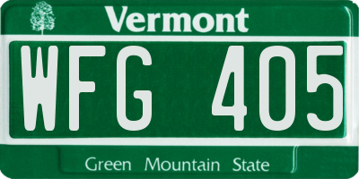 VT license plate WFG405