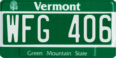 VT license plate WFG406