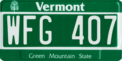 VT license plate WFG407