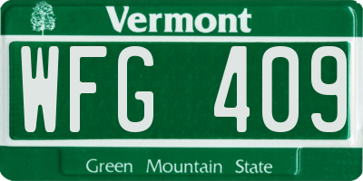 VT license plate WFG409