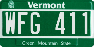 VT license plate WFG411