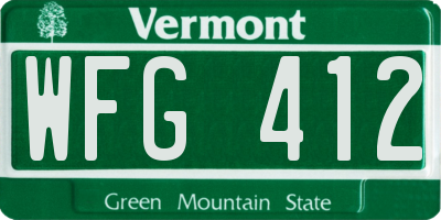 VT license plate WFG412