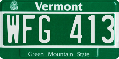 VT license plate WFG413