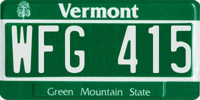 VT license plate WFG415