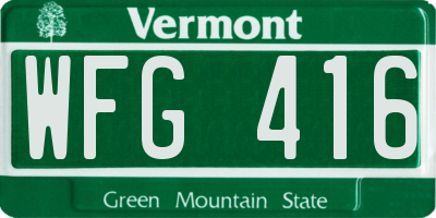 VT license plate WFG416