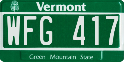 VT license plate WFG417
