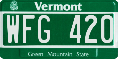 VT license plate WFG420