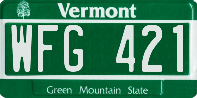 VT license plate WFG421