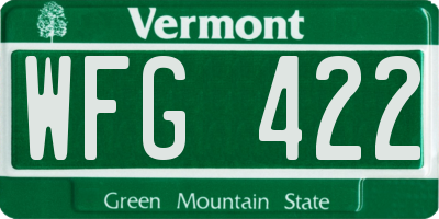 VT license plate WFG422