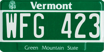 VT license plate WFG423