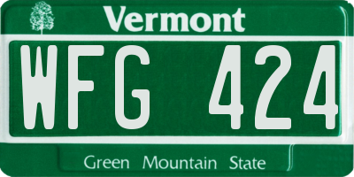 VT license plate WFG424