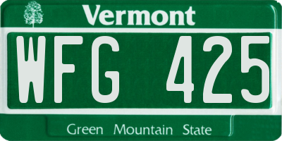 VT license plate WFG425